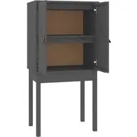 vidaXL Highboard Grau 60x40x120 cm aus Massivholz - Kommode aus massivem Kiefernholz mit rustikalem Design, bietet viel Stauraum und ist ideal für ein stilvolles Zuhause. Inklusive Kunstledergriffen für einfachen Zugang.