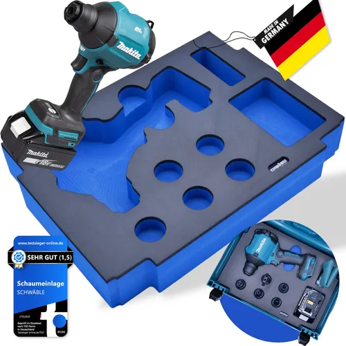 SCHWÄBLE® Schaumeinlage für Makita Akku-Ausbläser DAS180 - Werkzeugkoffer mit passgenauer Schaumstoffeinlage für optimalen Schutz und Ordnung der Geräte, ideal für MAKPAC Gr. 2-4.