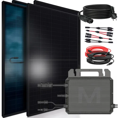 SUNNIVA Balkonkraftwerk 1840W BIFAZIAL FULLBLACK - Balkonkraftwerk: Hochleistungs-Solaranlage mit 1840W, genehmigungsfrei, einfache Plug & Play-Installation und bifaziale Energieausbeute für maximale Stromersparnis.