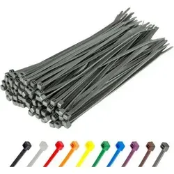 Kabelbinder 100 Stück Silber 370 mm mit 22,2 kg Zugfestigkeit - Ordnung für Kabelsalat! Die 100 silbernen Kabelbinder (370 mm x 4,8 mm) mit 22,2 kg Zugfestigkeit sind UV-beständig und ideal für drinnen und draußen. Robust, einfach zu nutzen – perfekt für Heimwerker und Profis!