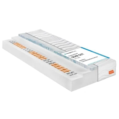 Sleepling 196384 Federkern Matratze Innovation 420 - 7-Zonen Tonnentaschenfederkernmatratze mit Viscoauflage, schadstoffgeprüft nach Ökotex 100, ideal für hohen Schlafkomfort und Qualität Made in EU.