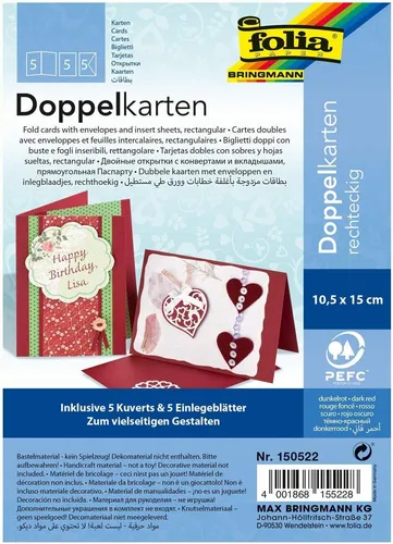 folia Klappkarten-Set 105 x 150 mm dunkelrot