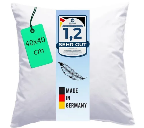 Luxusfeder Kissenfüllung Federkissen 40x40 cm 100% Federn Sofakissen Füllkissen, Made in Germany