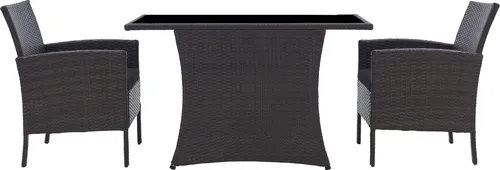 SIT Möbel Garten-Sitzgruppe aus Polyrattan braun | 2 Sessel, 1 Tisch