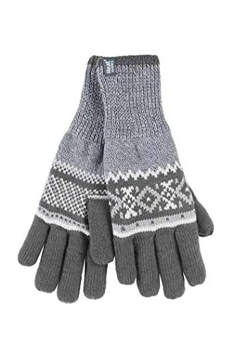 HEAT HOLDERS - Herren Winter Fleece Strick Elegant Gestreift Handschuhe (Gray (Karlstad), S/M)