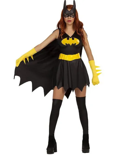 Funidelia Batgirl Kostüm XL – Klassisches Comic-Design - Stylisches Batgirl Kostüm für Erwachsene, bestehend aus Kleid, Umhang, Handschuhen und Maske. Ideal für Karneval und Mottopartys – bringe die Comic-Welt zum Leben!