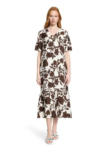 Cartoon Damen Midikleid mit Volant in Weiß/Braun von Cartoon