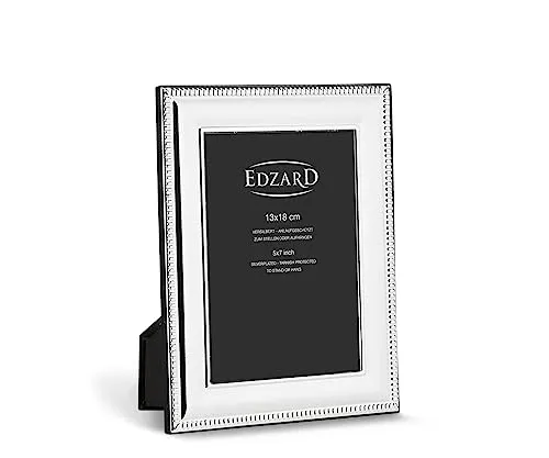 EDZARD Fotorahmen Novara 13 x 18 cm - Wand- & Tischbilderrahmen aus edel versilbertem, anlaufgeschütztem Material, vielseitig einsetzbar für stilvolle Präsentation von Fotos.