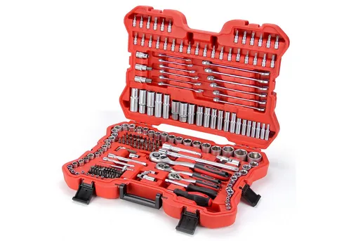 215-tlg Steckschlüsselsatz Ratschenkasten 1/4 3/8 1/2 - Vielseitiger 215-teiliges Werkzeugset für präzise Arbeiten. Ideal für Radmuttern und mit verschiedenen Schlüsselweiten für jeden Einsatz.