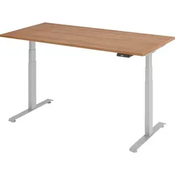 bümö Elektrisch Höhenverstellbarer Schreibtisch, Nussbaum - Kinderschreibtisch mit ergonomischer Höhenverstellung von 64,5 cm bis 129,5 cm, ideal für gesundes Arbeiten im Home Office oder Büro.