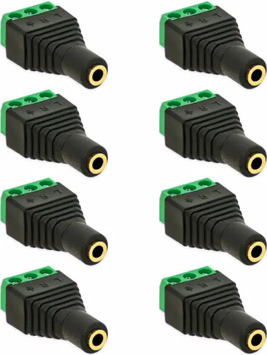 Klinken Buchse 3,5mm Adapter > Terminal Block 3-Pin Schraub Klemmen Vergoldet[8x Buchse]