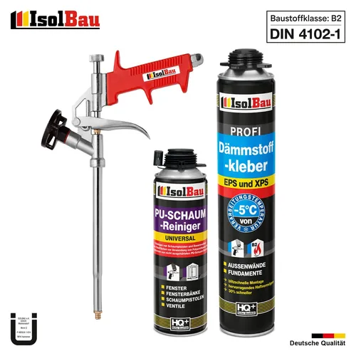 Dämmstoffkleber XPS EPS Klebeschaum 1 x 750ml + 1 x PU-Reiniger + Schaumpistole