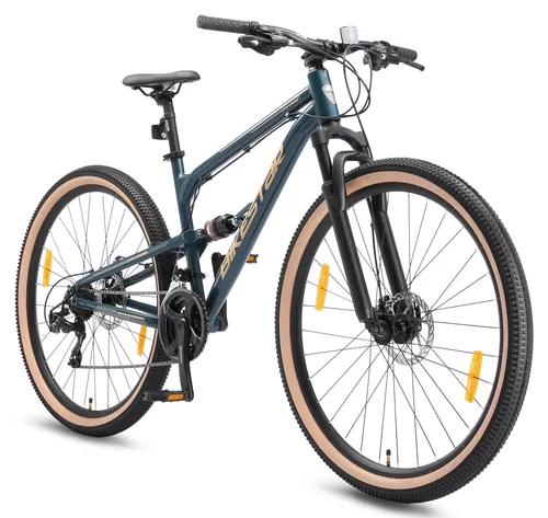 Mountainbike 29 Zoll mit 21 Gängen und Shimano Schaltwerk - Fahrrad für Damen und Herren, vollgefedert für hohen Fahrkomfort und Sicherheit im Gelände. Stabiler Aluminiumrahmen, ideal für Körpergrößen von 167 cm bis 188 cm.