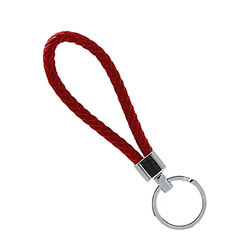 Saizone Schlüsselanhänger für Auto und Herren & Damen - Kunstleder Keychain Mit Edelstahl Schlüsselring (Weinrot)