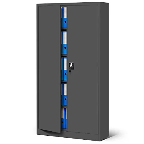 Jan Nowak Metallschrank 185 x 90 x 40 cm - Abschließbarer Büroschrank mit 5 Ebenen - Aktenschrank aus robustem, pulverbeschichtetem Stahl mit 3-Punkt-Verriegelung für maximale Sicherheit. Ideal für Büros, Werkstätten oder Praxen, bietet Platz für bis zu 50 Ordner.