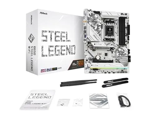 AsRock B650 STEEL LEGEND WiFi - ATX Mainboard für AMD AM5 - Mainboard für AMD AM5 mit integrierter WiFi-Funktion, ideal für Gamer und PC-Enthusiasten, die Leistung und Konnektivität suchen.