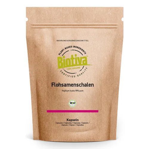 Flohsamenschalen Bio (180 Kapseln) Biotiva (103,40 EUR/kg)
