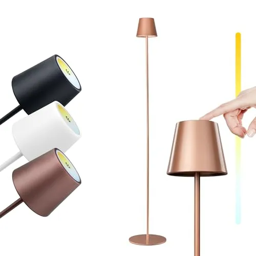 M A N T A LED Akku Stehleuchte TOUCH 117 cm - Kabellos & Dimmbar - Kupfer - Elegante LED Stehleuchte für drinnen und draußen. Stufenlos dimmbar und mit einstellbarer Farbtemperatur sorgt sie für die perfekte Stimmung an Esstisch, Balkon oder im Schlafzimmer. Genießen Sie kabelloses Licht überall!