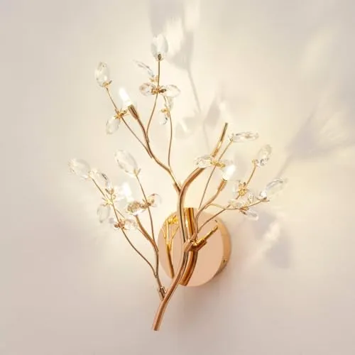 KosiLight Wandleuchte Kristall Ebensee - Elegante Wandleuchte aus Metall und Kristall in Gold/Messing, IP20, ideal für stilvolle Innenräume.