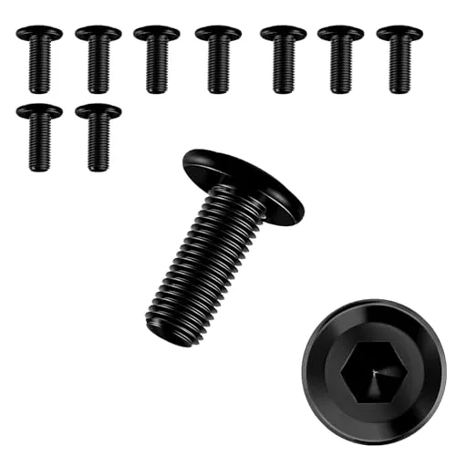 Stück Schrauben M6 × 16,Flachkopfschrauben m6 Innensechskant,Schrauben Schwarz,Edelstahl A2 V2A,Vollgewinde(M6 x 16) 10