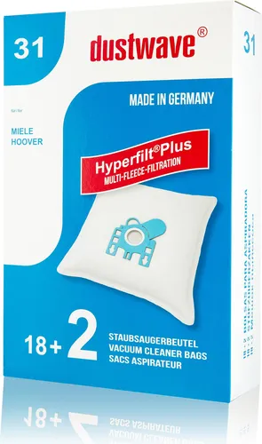 Megapack - 20 Staubsaugerbeutel passend für Miele - S 4 - S 4120 / S4120 von dustwave® Markenstaubbeutel - Germany + inkl. Microfilter