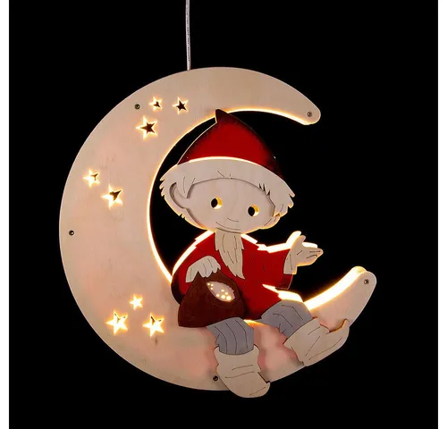 Ratags Fensterbild Sandmännchen im Mond mit LED Stripe
