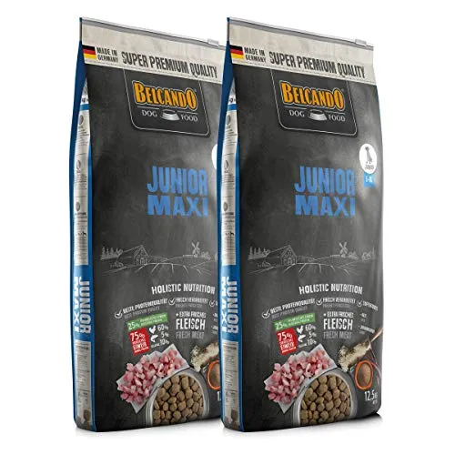 Belcando Junior Maxi Hundefutter 12,5 kg - Hundefutter für Welpen großer Rassen, optimal abgestimmt auf langsames Wachstum mit leicht verdaulichem Geflügel und Reis für beste Verträglichkeit.