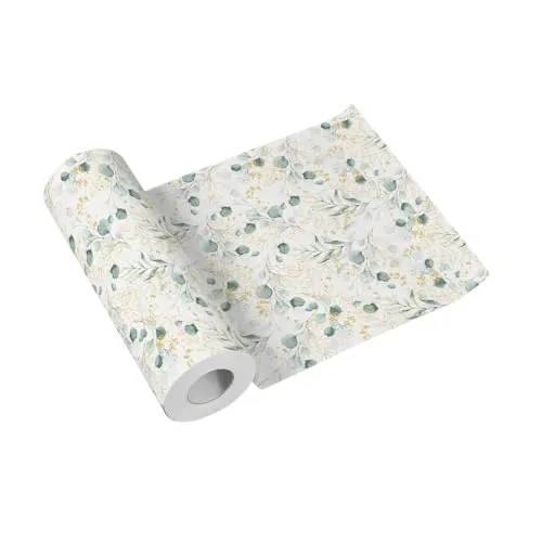 PAW - Tischläufer aus Airlaid (40 cm x 24 m) I Tischdeko für Kommunion, Konfirmation, Hochzeit, Geburtstag, Gartenparty, Taufe I Tischband - Blätter, Eukalyptus, Gold I Farbe: Golden eucaliptus