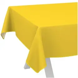 ANRO Wachstuch Tischdecke UNI Gelb 240x140cm - Eckige abwaschbare Tischdecke in stylisher Textil-Optik, ideal für drinnen und draußen. Wasserabweisend und pflegeleicht – perfekt für Garten und Camping!
