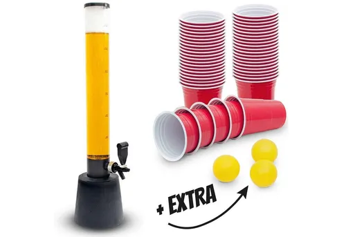 Goods+Gadgets Trinksystem Biersäule 3,5L & 5L – XXL Biertower mit Zapfhahn & Kühlfunktion Party