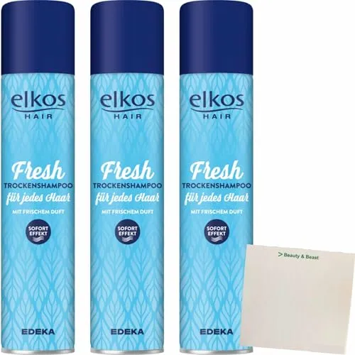 Elkos Trockenshampoo Fresh 3er Pack (3x200ml Flasche) + usy Block