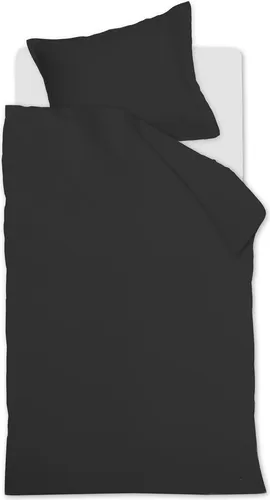 Ambiante Mako-Satin-Bettwäsche Garnitur Schwarz 155x220 cm - Hochwertige Mako-Satin Bettwäsche in Schwarz, 155 x 220 cm + 80 x 80 cm, pflegeleicht und langlebig. Genießen Sie stilvollen Schlafkomfort mit zeitloser Eleganz.