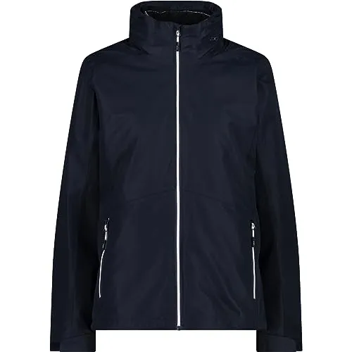 CMP Woman Jacket Zip Hood Detachable INN.JACKET black blue (N950) 48 - Funktionsjacke für Damen, 3-in-1-Modell mit wasserdichter Außenjacke und isolierender Fleece-Innenjacke, ideal für wechselhaftes Wetter.