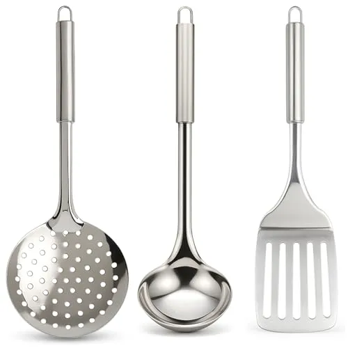Gardenko Edelstahl Kochset 3-teilig – Küchenutensilien Set aus rostfreien Stahl 304 (18/8)