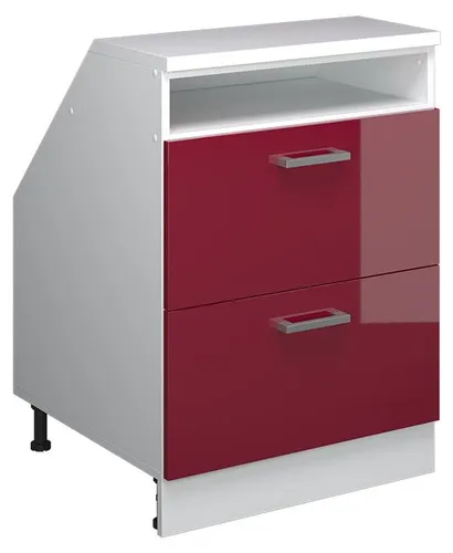 Vicco Unterschrank R-Line, Rot Hochglanz/Weiß, 60 cm mit 2 Schubladen