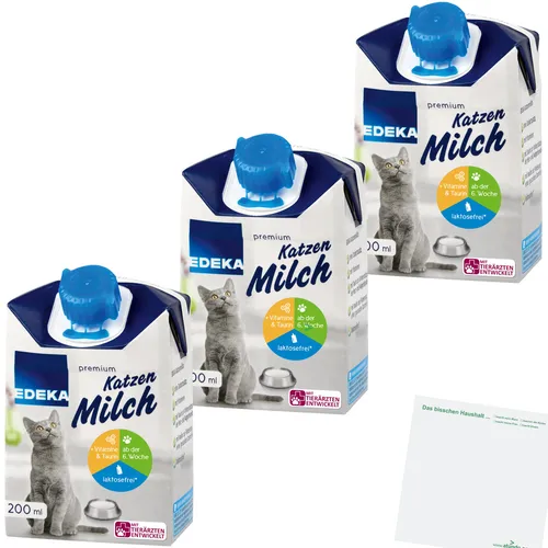 Edeka Premium Katzenmilch laktosefrei mit Inulin, Vitaminen und Taurin 3x200ml