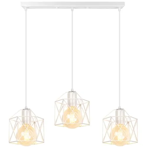 PETITES ECREVISSES 3 flammig Pendelleuchte Industrielle Vintag Hängeleuchte E27 Deckenleuchter mit Sechseck Design Lampe aus Eisen Käfig Lampenschirm für Wohnzimmer Esstisch Küche