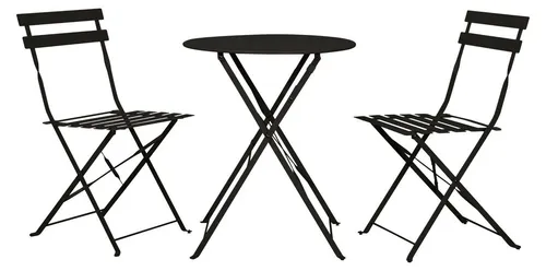 ebuy24 Bistrotisch Sam Café-Set schwarz - Kompaktes Sam Café-Set in Schwarz, bestehend aus einem Tisch und zwei Stühlen. Ideal für kleine Räume, stabil und stilvoll. Max. Gewicht 120 kg, perfekte Sitzhöhe für gemütliche Stunden.