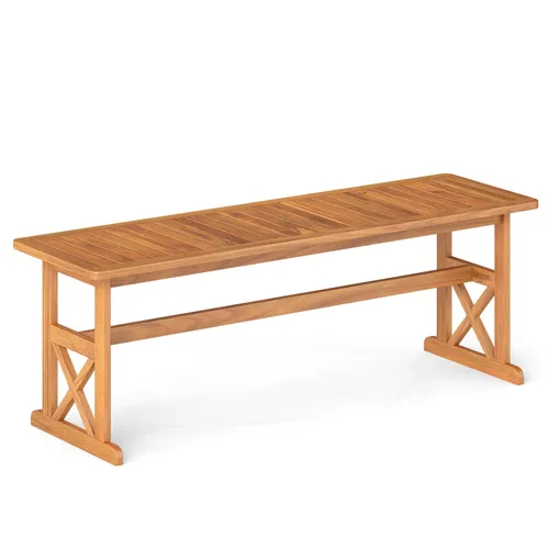 COSTWAY Wetterfeste Gartenbank aus Akazienholz, 3-Sitzer - Stabile 3-Sitzer Gartenbank aus hochwertigem Akazienholz, bis 360 kg belastbar. Ideal für den Außenbereich, mit elegantem Design und abgerundeten Ecken für Sicherheit und Komfort.