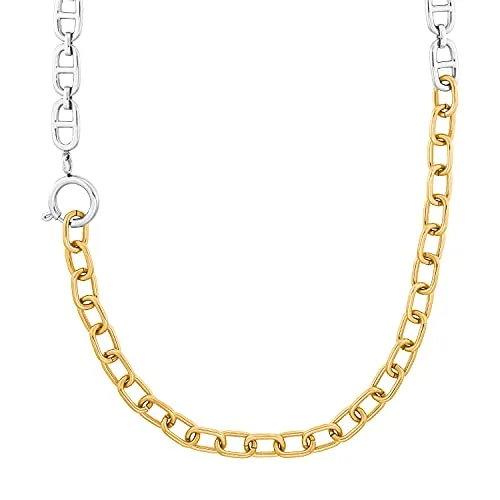 s.Oliver Bicolor Collier Edelstahl Damen Halsschmuck 42 cm - Elegantes Damen Collier aus Edelstahl mit Teil-IP Gold Veredelung, kommt in Schmuck Geschenk Box. Ideal für den täglichen Gebrauch, vielseitig kombinierbar und stilsicher.