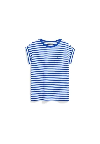 ARMEDANGELS Damen T-Shirt aus Bio-Baumwolle IDAARA Stripes Loose Fit White-Dynamo Blue XXL