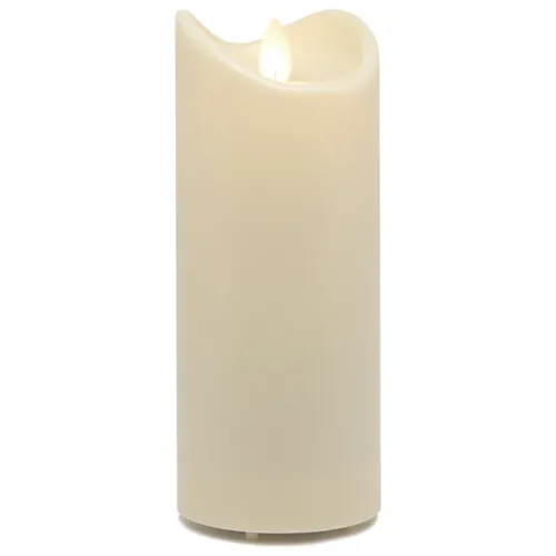 18cm LED Kerze Timer Fernbedienung Creme Beige - Ø7cm Stumpenkerze Outdoor IP44