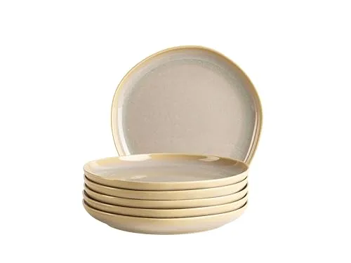 MÄSER Serie Cordelia Dessertteller Set für 6 Personen - Elegantes 6-teiliges Dessertteller Set aus hochwertigem Steinzeug, ideal für Desserts und besondere Anlässe. Pflegeleicht, mikrowellen- und spülmaschinengeeignet.