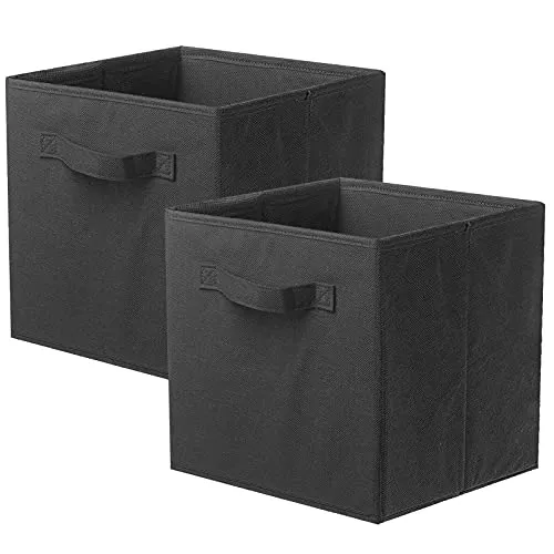 PowerKing Aufbewahrungsbox Organizer aus Stoff, 2 Stück faltbar Aufbewahrungswürfel Aufbewahrung Box in Würfelform, Schwarz