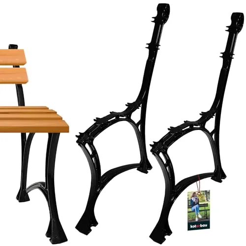 KOTARBAU® 2er Set Bankfuß Schwarz 740x510 mm - Robuste Aluminium Bankgestelle für Gartenbänke, korrosionsbeständig und ideal für alle Wetterbedingungen. Einfach zu montieren und stilvoll für jeden Outdoor-Bereich.