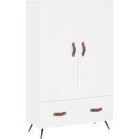 vidaXL Highboard Weiß 69,5x31x115 cm - Elegantes Highboard aus hochwertigem Holzwerkstoff mit viel Stauraum, ideal für eine stilvolle und organisierte Einrichtung. Sichern Sie es mit der mitgelieferten Wandhalterung gegen Umkippen.