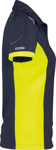 Dassy DASSY® Veracruz Damen Poloshirt Gr. S nachtblau/neongelb - Stylisches Poloshirt mit reflektierenden Details und praktischer Brusttasche. Ideal für warme Tage, atmungsaktiv und perfekt für Veredelung. Ein echter Blickfang für aktive Frauen!