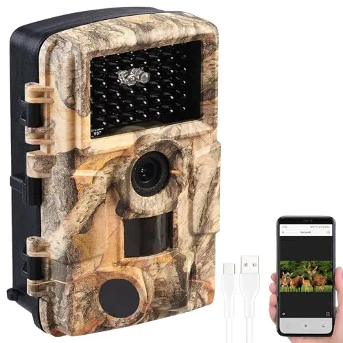 VisorTech WLAN-Full-HD-Wildkamera - Nachtsichtgeräte mit 120° PIR-Sensor, ideal zur Wildtierbeobachtung bei Tag und Nacht, 6 Monate Stand-by und App-Steuerung für einfache Handhabung.