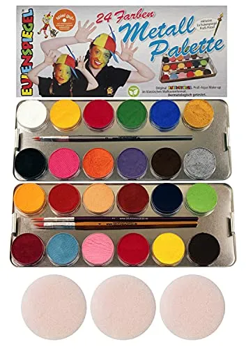 P072 Eulenspiegel Schminke 24 Farben Metallpalette von Eulenspiegel