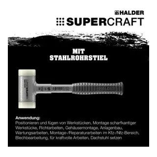 Halder Schonhammer SUPERCRAFT – Rückschlagfrei und kraftvoll - Hämmer, rückschlagfreier Hammer mit ergonomischem Gummigriff für gelenkschonendes Arbeiten und maximaler Schlagkraft. Ideal für Montage- und Reparaturarbeiten.